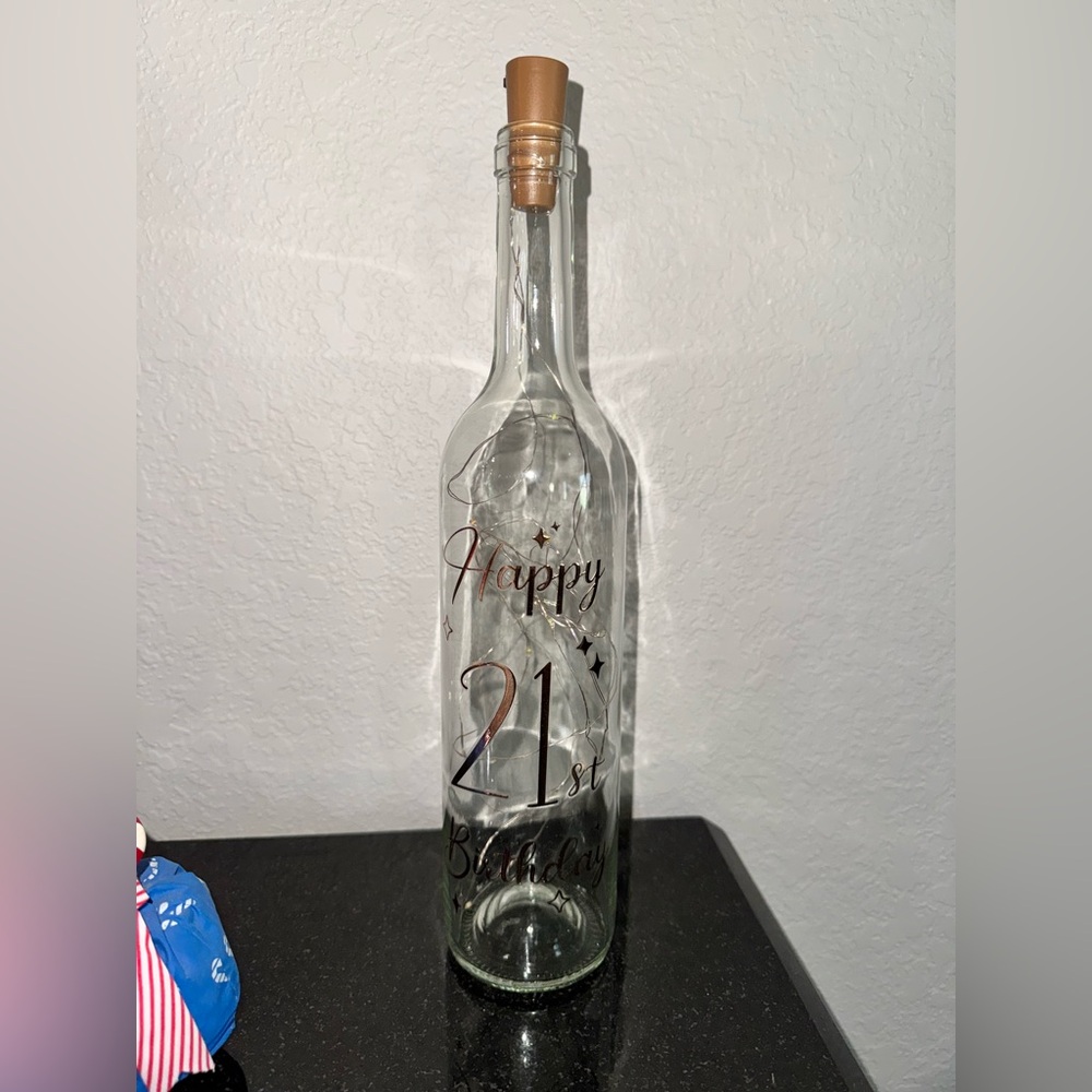 Birthday Corlorful Lighted “21” Wine Bottle